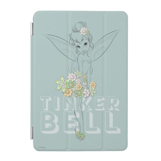 Tinker Bell Sketch With Jewel Flowers iPad Mini Cover (Front)