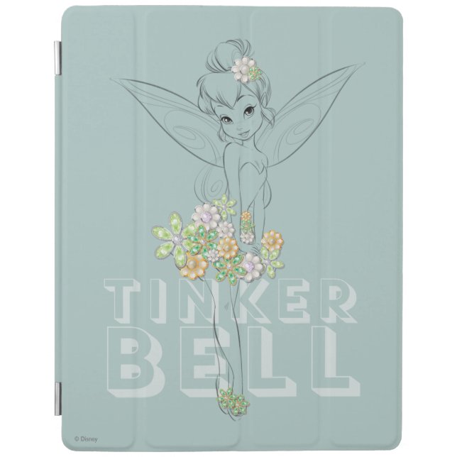 Tinker Bell Sketch With Jewel Flowers iPad Smart Cover (Front)