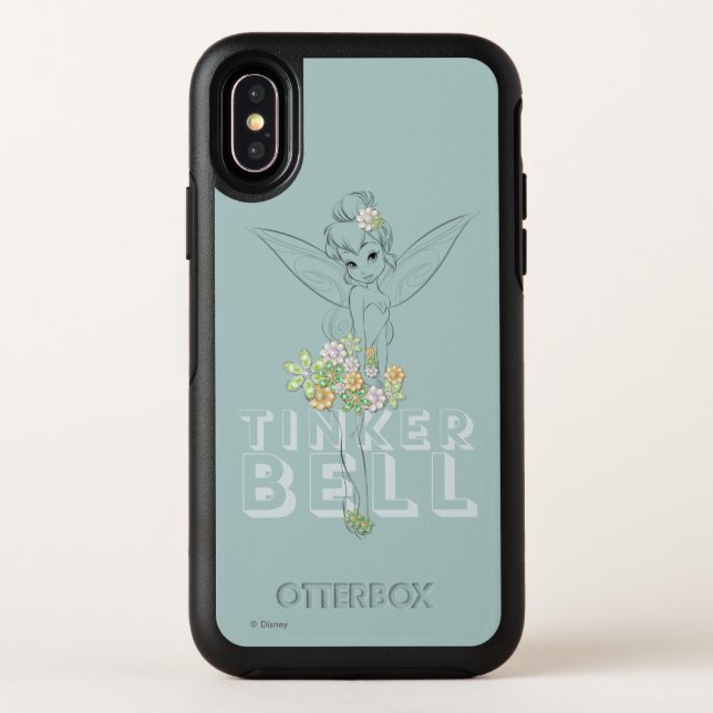 Tinker Bell Sketch With Jewel Flowers Otterbox iPhone Case (Back)