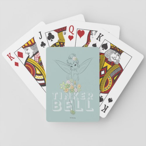 Tinker Bell Sketch With Jewel Flowers Poker Cards