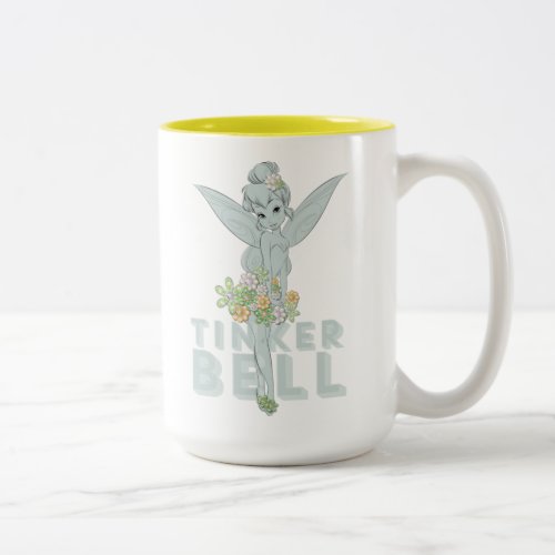 Tinker Bell Sketch With Jewel Flowers Two_Tone Coffee Mug