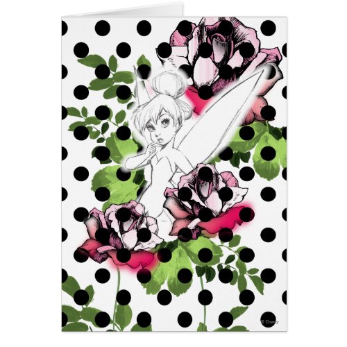 Tinker Bell Sketch With Roses and Polka Dots