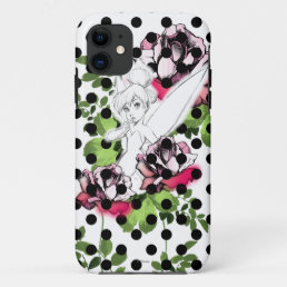 Tinker Bell Sketch With Roses and Polka Dots iPhone 11 Case