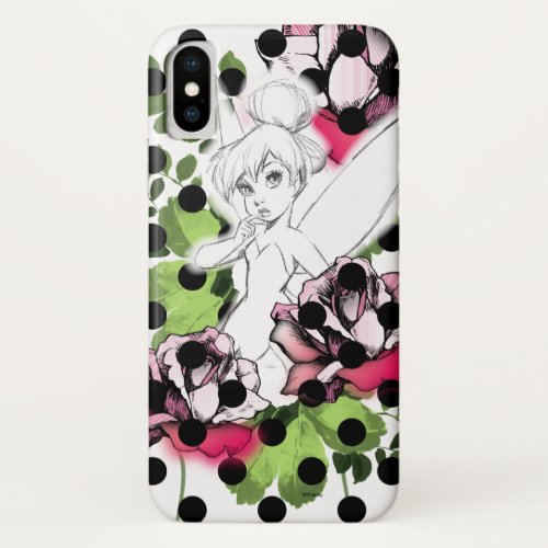 Tinker Bell Sketch With Roses and Polka Dots iPhone X Case