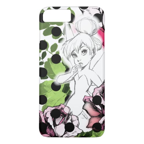 Tinker Bell Sketch With Roses and Polka Dots iPhone 8 Plus7 Plus Case
