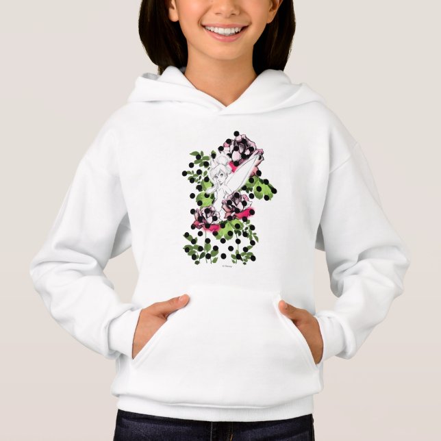 Tinker Bell Sketch With Roses and Polka Dots Hoodie (Front)