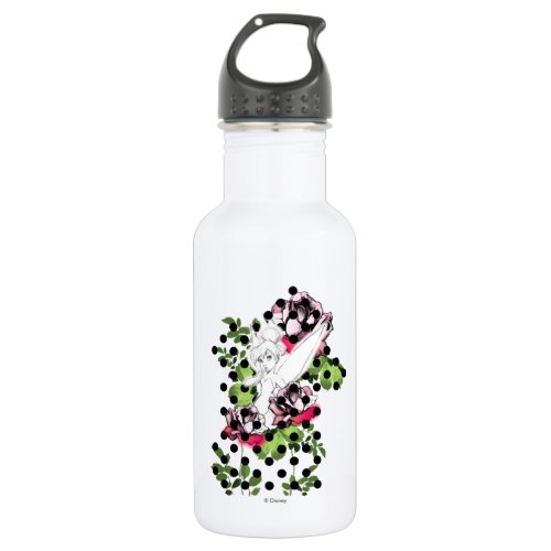 Tinker Bell Sketch With Roses and Polka Dots Stainless Steel Water Bottle