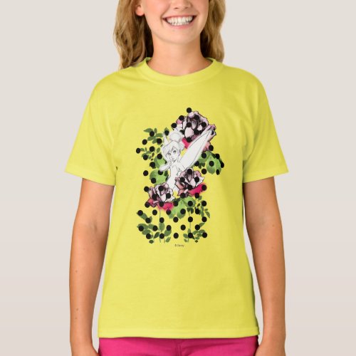 Tinker Bell Sketch With Roses and Polka Dots T_Shirt