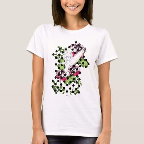 Tinker Bell Sketch With Roses and Polka Dots T_Shirt