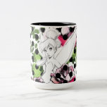 Tinker Bell Sketch With Roses And Polka Dots Two-tone Coffee Mug at Zazzle