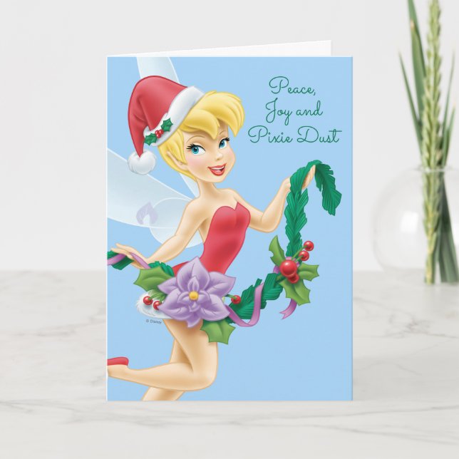 Tinker Bell | Tinker Bell Decorating The Tree Holiday Card (Front)