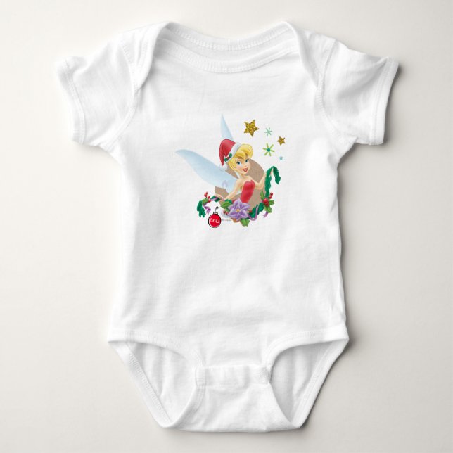 Tinker Bell | Tinker Bell In Santa Hat Baby Bodysuit (Front)