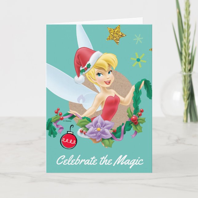 Tinker Bell | Tinker Bell In Santa Hat Holiday Card (Front)