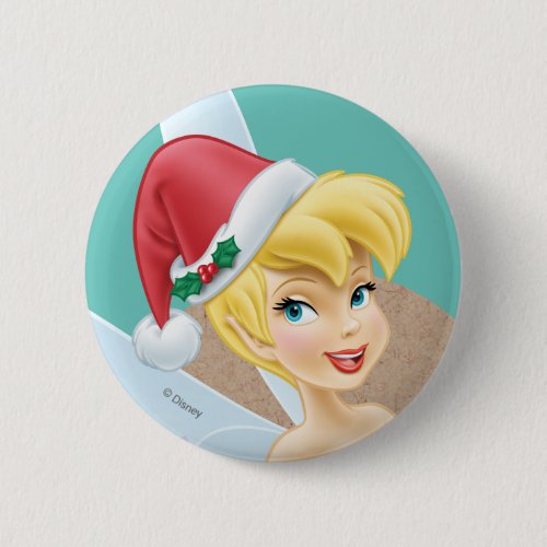 Tinker Bell  Tinker Bell In Santa Hat Pinback Button