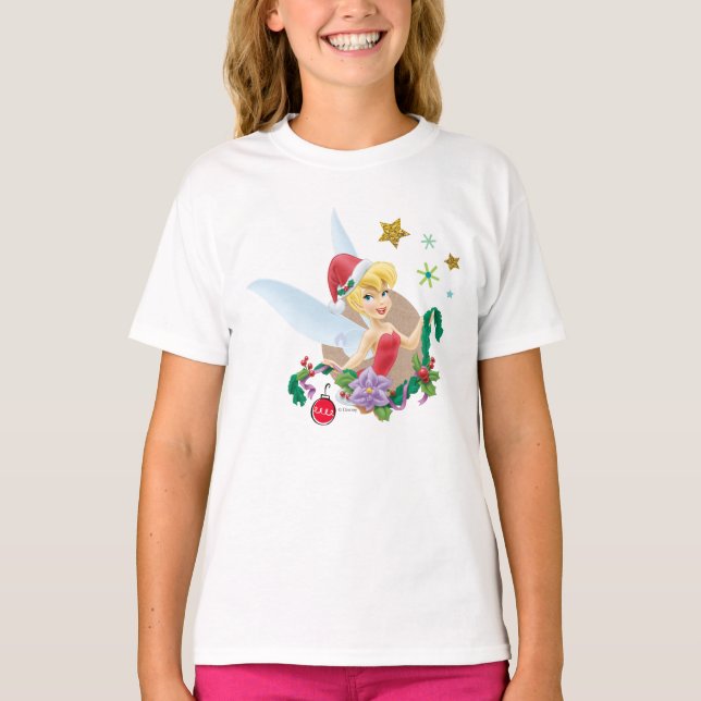 Tinker Bell | Tinker Bell In Santa Hat T-Shirt (Front)