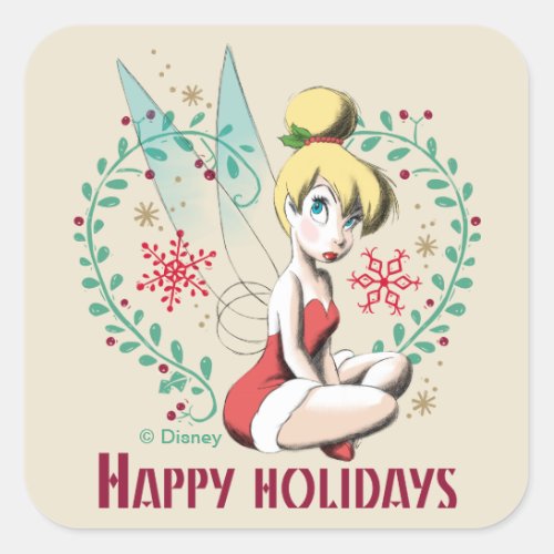 Tinker Bell  Vintage Happy Holidays Square Sticker
