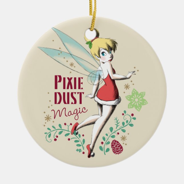 Tinker Bell | Vintage Pixie Dust Magic Ceramic Ornament (Front)