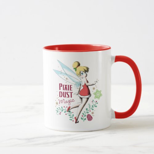 Tinker Bell | Vintage Pixie Dust Magic Mug - You're guaranteed to have holiday cheer thanks to Tinker Bell and her magic pixie dust! This cute Disney character is here to ensure a very Merry Christmas with this classic design featuring the very famous fairy and the holiday quote "Pixie Dust Magic." This holiday inspired design is sure to put a smile on kids faces (and parents too!). A classic Disney character straight out of Peter Pan, for a classic Christmas feeling. Don't you wish you could never grow up?