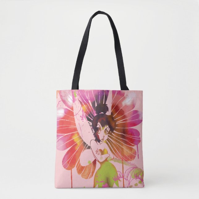 Tinker Bell - Watercolor Flowers Tote Bag (Front)