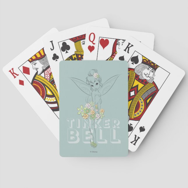 Tinker Bell With Jewel Flowers Playing Cards (Back)