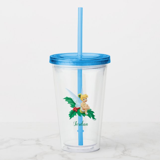 Tinkerbell | Christmas Holly Acrylic Tumbler (Front)