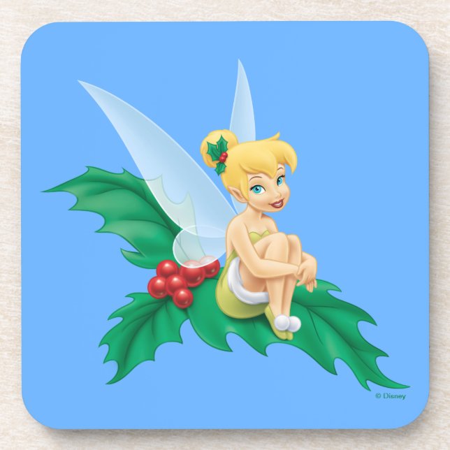 Tinkerbell | Christmas Holly Beverage Coaster (Front)