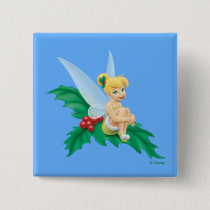 Tinkerbell   Christmas Holly Button