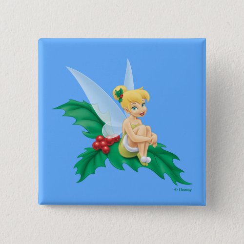 Tinkerbell  Christmas Holly Button