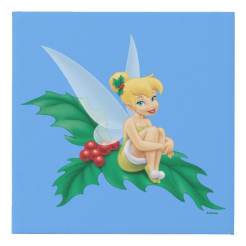 Tinkerbell  Christmas Holly Faux Canvas Print
