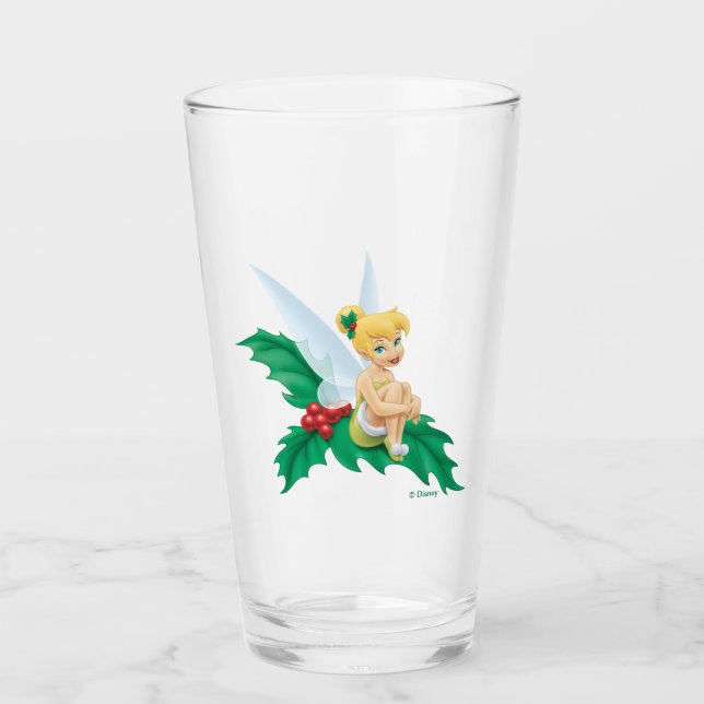 Tinkerbell | Christmas Holly Glass (Front)