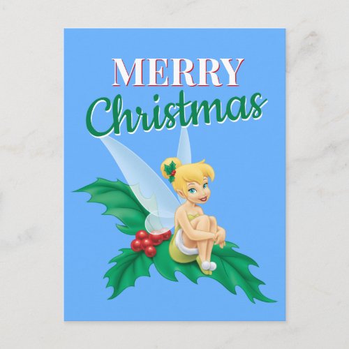 Tinkerbell  Christmas Holly Holiday Postcard