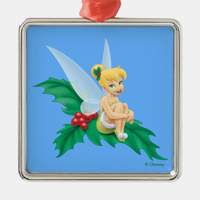 Tinkerbell | Christmas Holly Metal Ornament (Front)