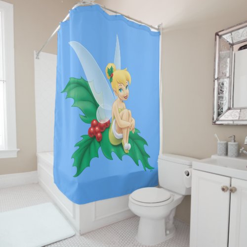 Tinkerbell  Christmas Holly Shower Curtain