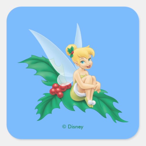 Tinkerbell  Christmas Holly Square Sticker