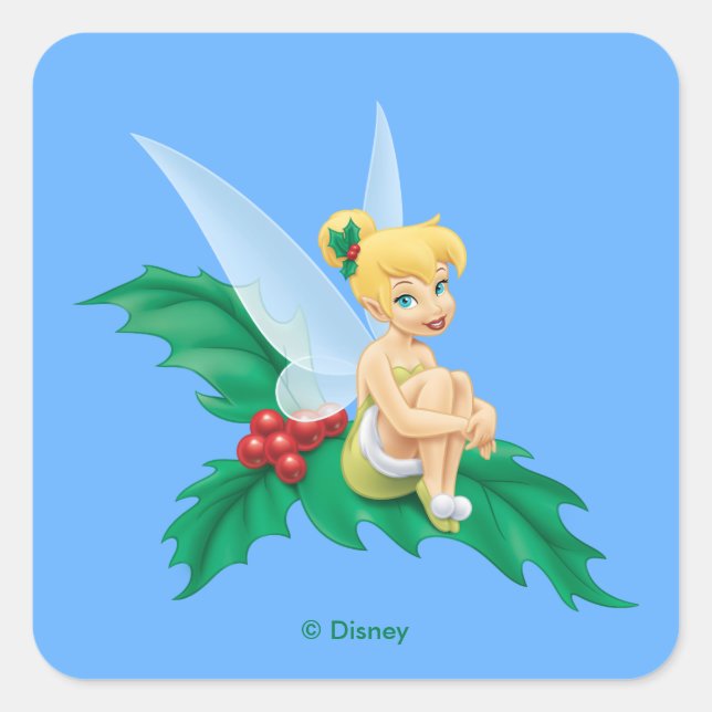 Tinkerbell | Christmas Holly Square Sticker (Front)