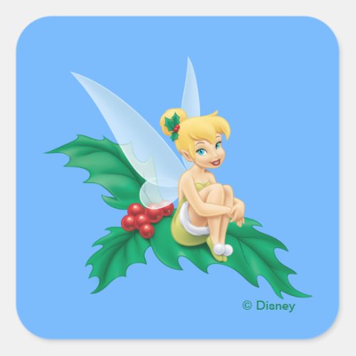 Tinkerbell  Christmas Holly Square Sticker