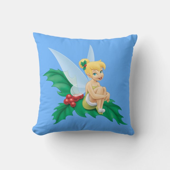 Tinkerbell | Christmas Holly Throw Pillow (Front)