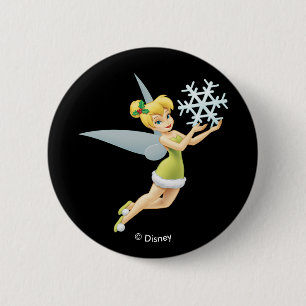 Tinkerbell   Christmas Snowflake Button