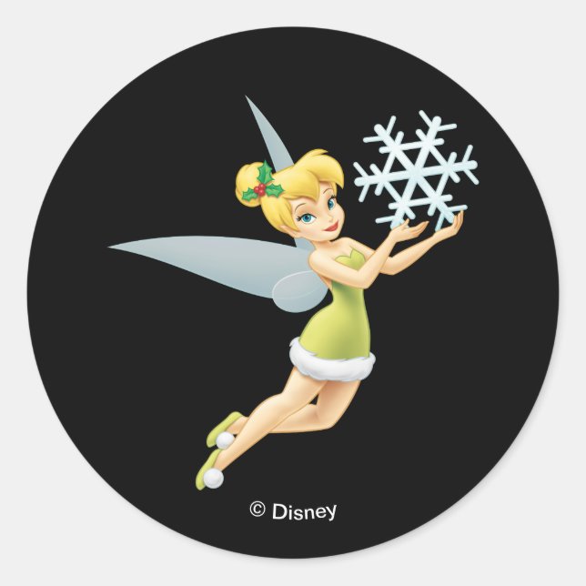 Tinkerbell | Christmas Snowflake Classic Round Sticker (Front)