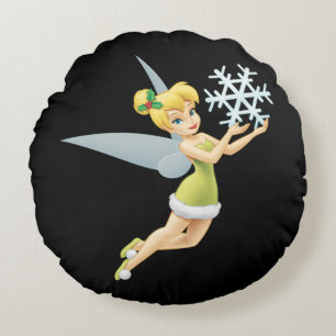 Tinkerbell   Christmas Snowflake Round Pillow