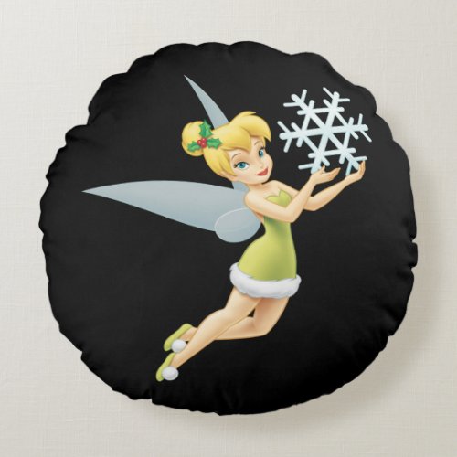 Tinkerbell  Christmas Snowflake Round Pillow