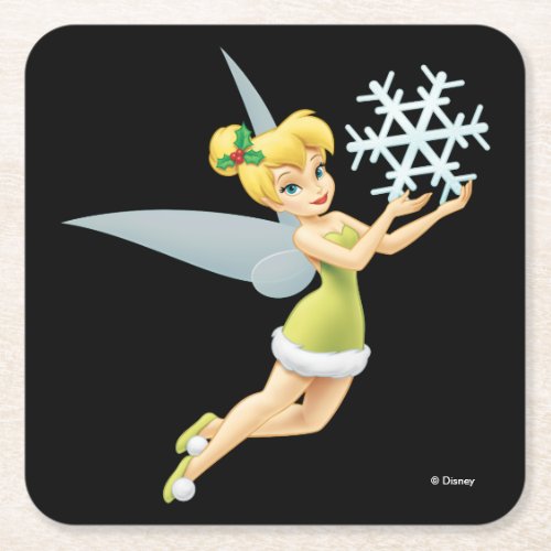 Tinkerbell  Christmas Snowflake Square Paper Coaster