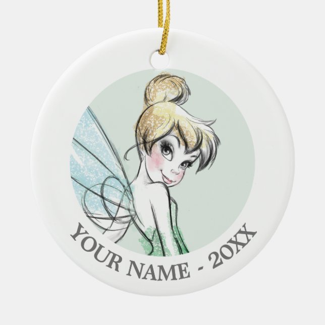 Tinkerbell | Headshot Add Your Name Ceramic Ornament (Front)