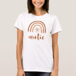 TINLEY Boho Burnt Orange Rainbow Sun Auntie T-Shirt<br><div class="desc">This auntie t shirt features a bohemian retro rainbow with a sun and a cute handwritten font. This pull over makes the perfect gift to announce that you're expecting or give as a gift for the best aunt in your life. 💜 COLORS ARE EDITABLE! Click 'edit design' to change the...</div>