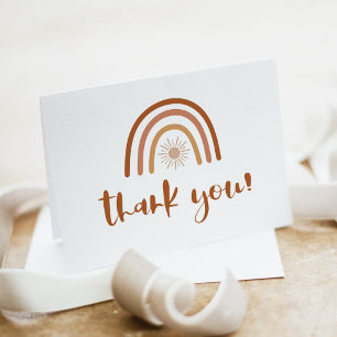 TINLEY Boho Earth Tone Terracotta Rainbow Letterpress Thank You Card