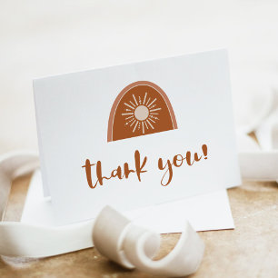 TINLEY Boho Earth Tone Terracotta Rainbow Sun Letterpress Thank You Card