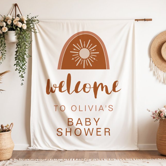 TINLEY Boho Terracotta Rainbow Baby Shower Tapestry (Creator Uploaded)
