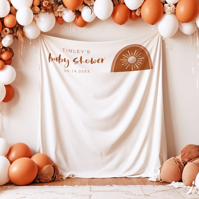 TINLEY Boho Terracotta Rainbow Baby Shower Tapestry (Creator Uploaded)