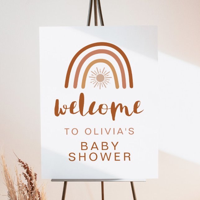TINLEY Boho Terracotta Rainbow Baby Shower Welcome Foam Board (Creator Uploaded)