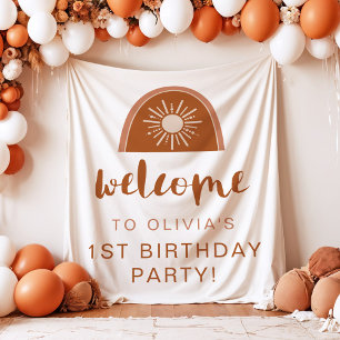 TINLEY Boho Terracotta Rainbow Birthday Welcome Tapestry